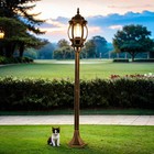 Wegeleuchte Stehlampe außen E27 Schwarz Kupfer 111 cm Alu Glas Rustikal Garten