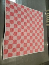 Vtg Handmade Patchwork Baby Doll Quilt Blanket 32x33" Polyester Knit Hand Tied