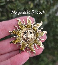 Golden Sun Magetic brooch, magnetic scarf pin, solstice celestial jewelry