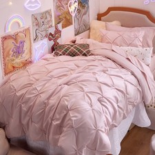 Twin Comforter Set Pink for Women - Bed in a Bag Twin Size 5 Pieces