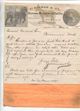 Appleton WI J. Ullman & Co. Horses Mules & Cattle 1895 Letterhead See Scan