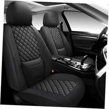 Full Coverage Leather Car Seat Covers Full Set front and rear-5 seats Black