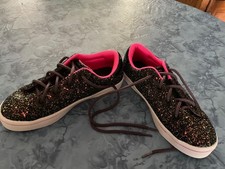 Skechers Street Sparkle, Memory Foam, Black Hot Pink Sneakers Girls Size 3.5