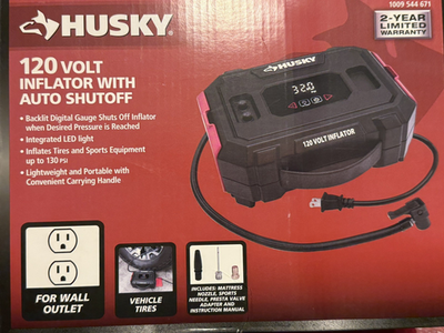 #ad Husky 120 Volt Inflator with Digital Gauge Brand New in Original Box $40.00