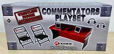 RINGSIDE COLLECTIBLES WWE Commentators Playset inc. Breakable Commentary Table & 2 Steel Chairs