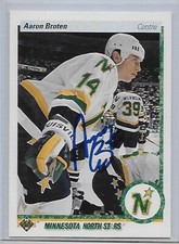 Hockey Card IP auto AARON BROTEN 1990-91 Upper Deck Minnesota North Stars
