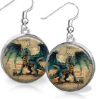 Mythological Flying Sky Dragon .925 Dangle Earrings Fantasy Dragon Lover Gift
