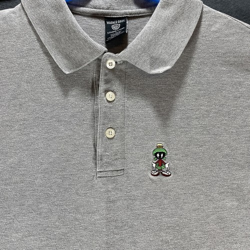VTG 1998 Looney Tunes Classic Marvin Martian Polo Shirt Mens S Gray Warner Bros - Picture 2 of 7