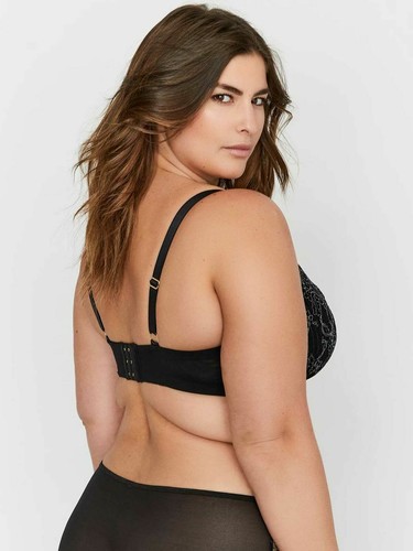 Ashley Graham Diva Demi Bügel-Spitzen-BH schwarz Nadelstreifen Schlüsselloch 401456 - Bild 4 von 4