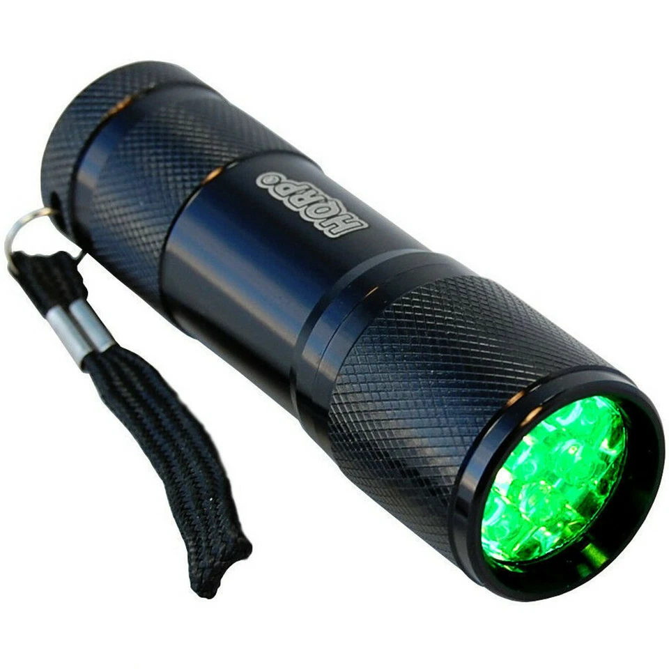 HQRP Vert 9-LED's Lampe Torche Léger Interrupteur Pression Nuit Chasse Pêche - Photo 1/3