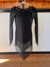 Black Camisole Leotard  Black Longsleeve Rhinestone Mesh Shell/Tunic Costume