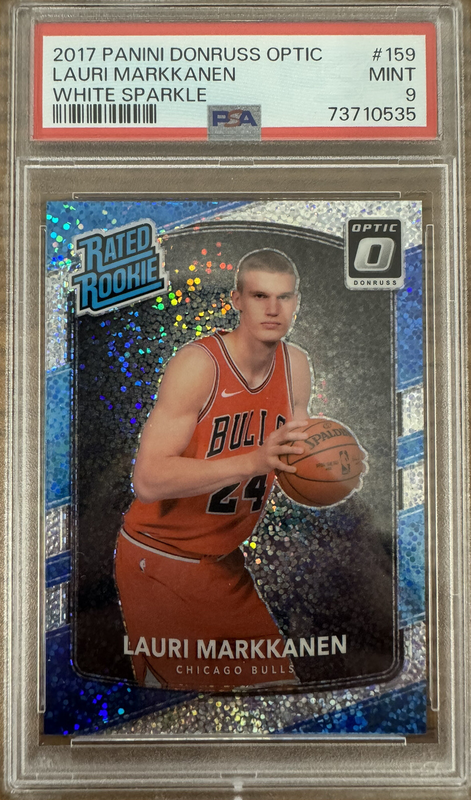 2017-18 Optic - White Sparkle Rated Rookie #159 Lauri Markkanen Psa 9 Mint, Rare