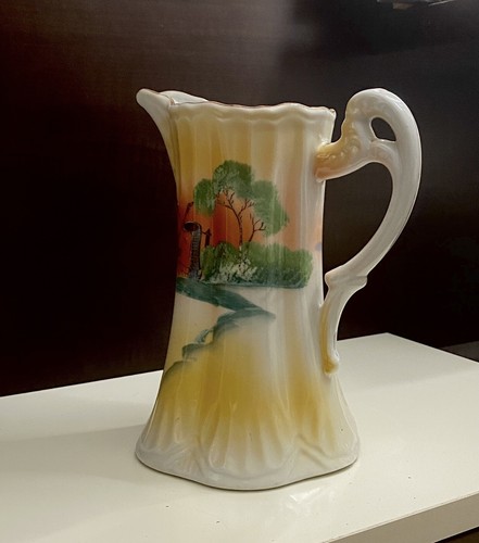 Japanese Lustreware Takito hand painted Chocolate Pot , Pitcher Peach Orange - Picture 6 of 10