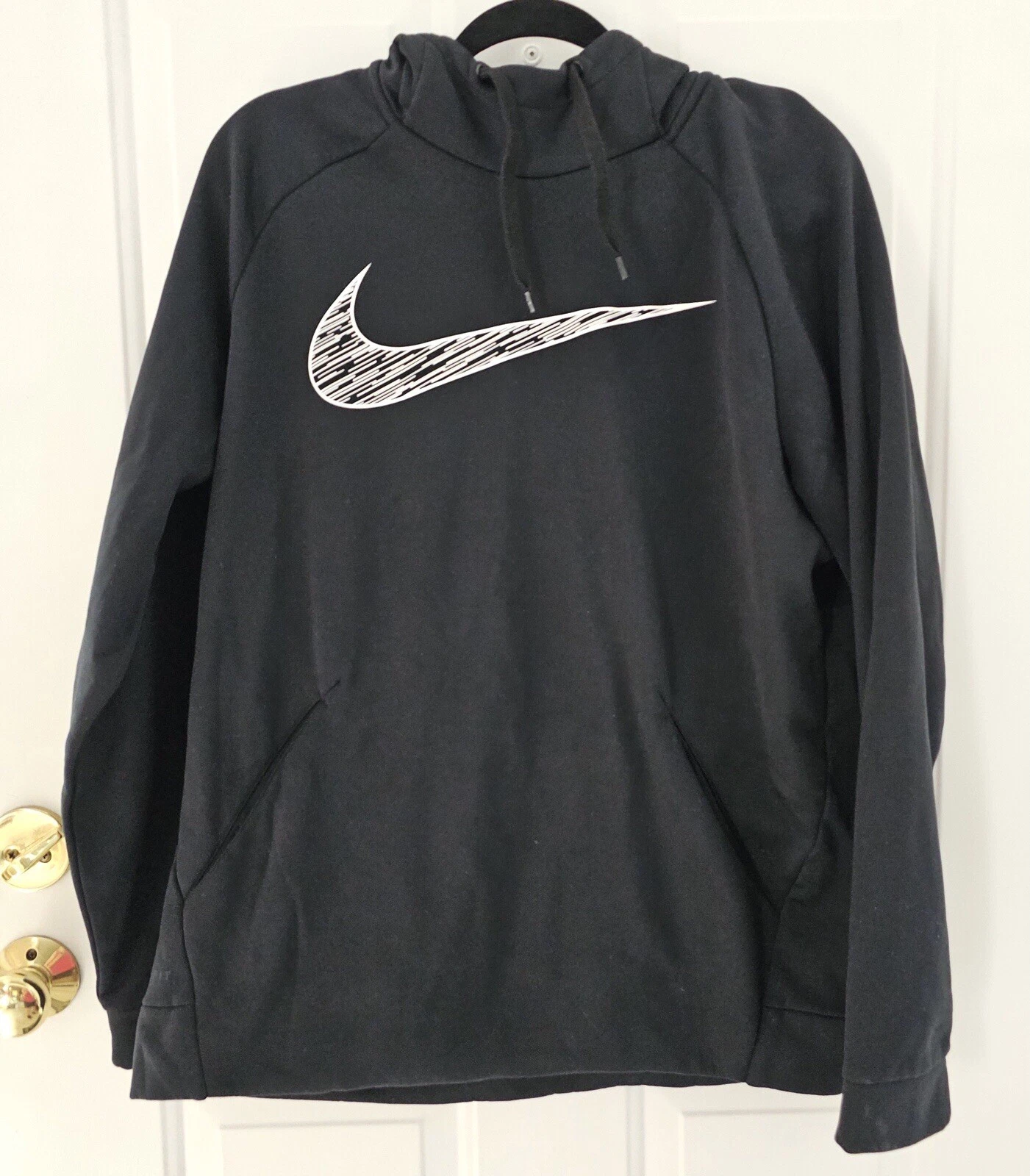 Nike Dri-Fit Therma Black Fleece Pullover Hoodie Size Large