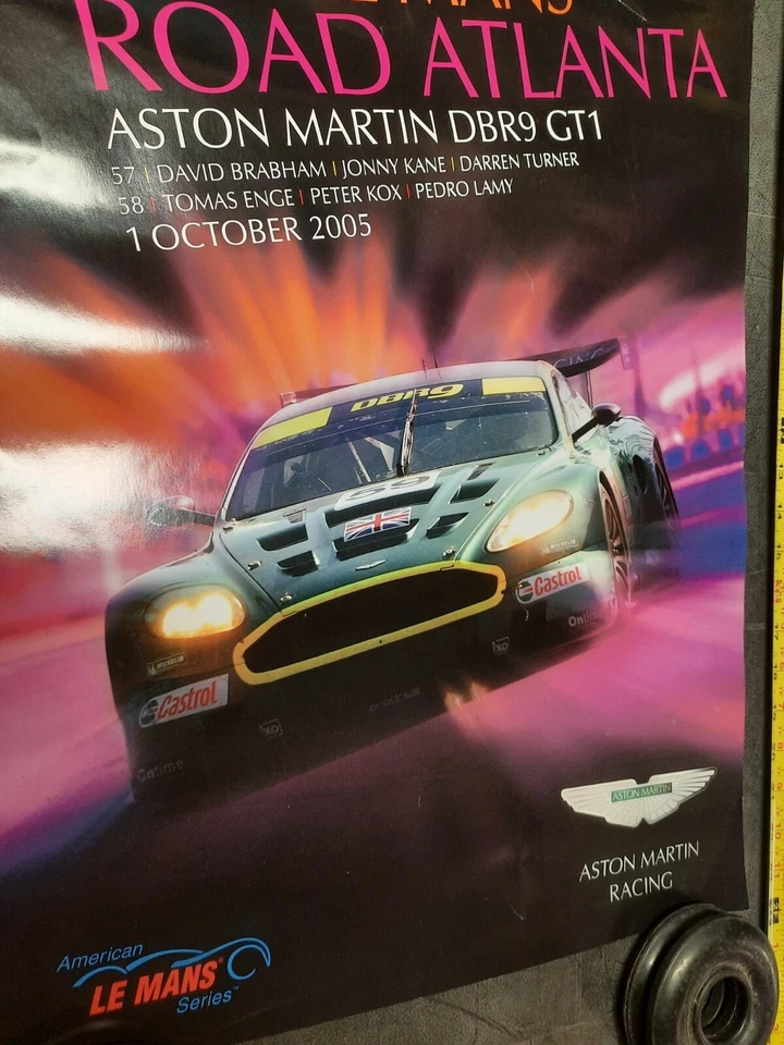 LE Mans Aston Martin DBR9 GT1 Road Atlanta Petit  2005 Poster 2 sided original  - Image 3 of 4