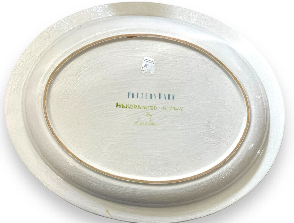 Итальянское керамическое блюдо ручной росписи POTTERY BARN от Lucia 20 X 16 с птицами фруктами - Изображение 4 из 4