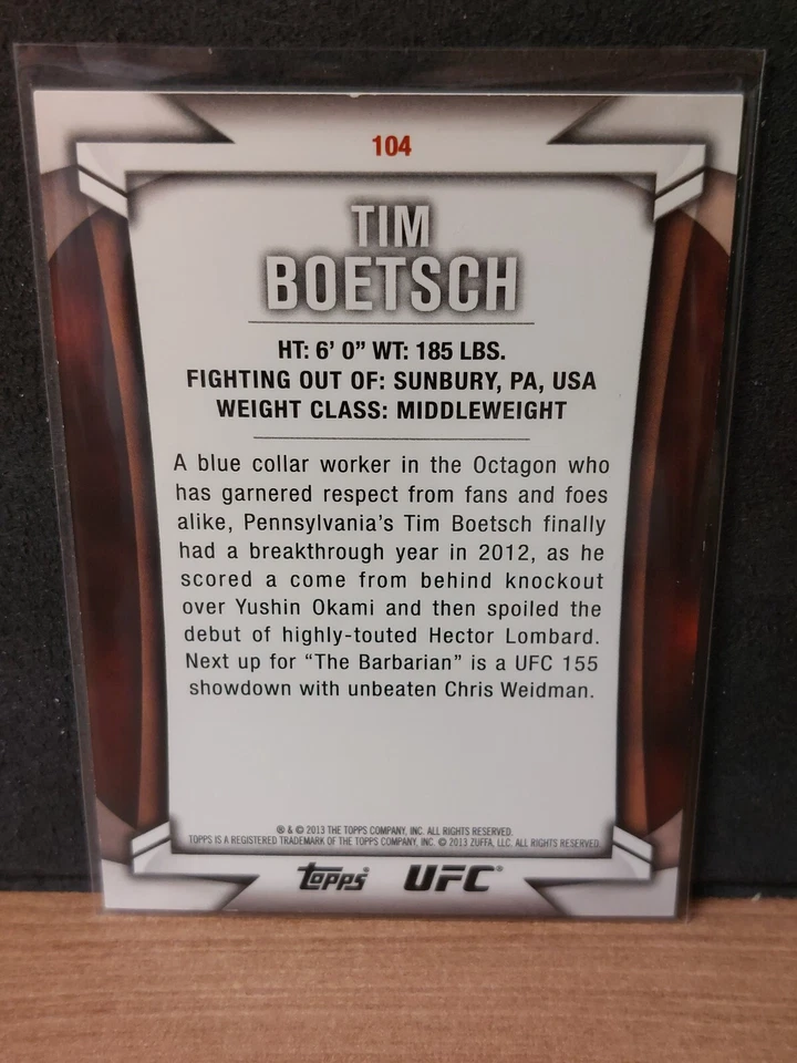 Tim Boetsch #104 2013 Topps UFC Knockout Gold #093/188 - Image 2 of 2
