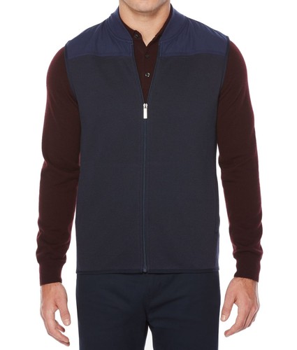 perry ellis new navy blue mens size medium m waffel two-toned