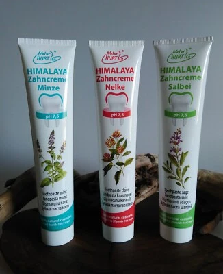 3 x Himalaya Zahncreme - Natur Hurtig - je 1x Minze, Salbei, Nelke