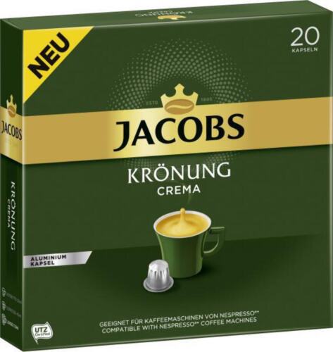 Cápsulas de café Jacobs corona crema 20 cápsulas | 3,6 onzas en total /104 gr - Imagen 1 de 1
