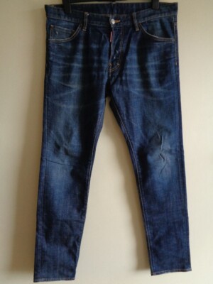 DSQUARED2 MEN'S BLUE DENIM STRAIGHT LEG JEANS - SIZE 42 (52)