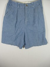 Vintage 80s 90s Lee Denim Pleated High Rise Mom Shorts Women Chambray