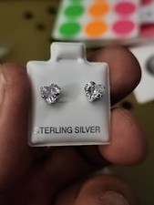 Heart Shaped CZ Stud Earrings .925 Sterling Silver Push Back
