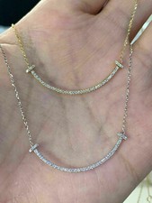 0.30Ct Round Cut Diamond Smile Necklace Pendant 14K White Gold Over Free Chain