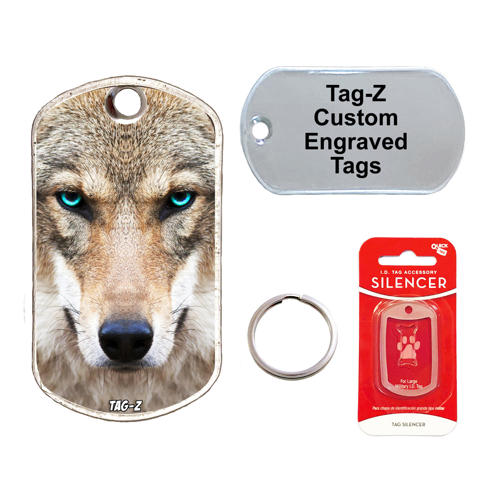 WOLF EYES - CUSTOMIZED - PET TAG - MILITARY Shape - Tag-Z Dog Tags