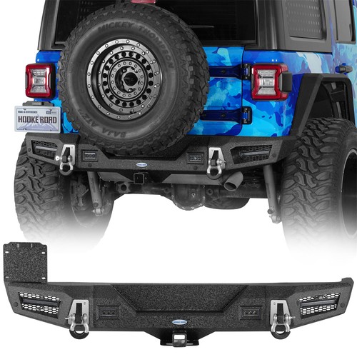 Steel Rear Back Bumper w/ D-rings & LED Lights Fit 2018-2026 Jeep Wrangler JL