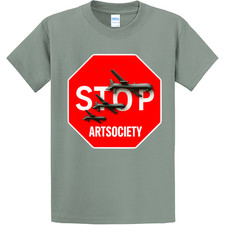 NEW Art Society x BANKSY STOP SIGN VOL 3 STONE GREEN Tee Shirt S-4XL MADE IN USA