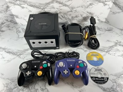 Nintendo Gamecube DOL-101 Black Console Bundle w/ 2 Controllers & 2 Games Tested