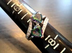 STUNNING VINTAGE ESTATE SIGNED STERLING SILVER HELIOTROPE HEART SZ 7 RING G38005