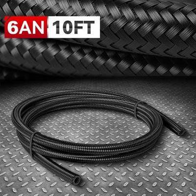 10FT x 3/8'' Stainless Steel Braided Sleeved Fuel Water Gas Hoses Pipe Black