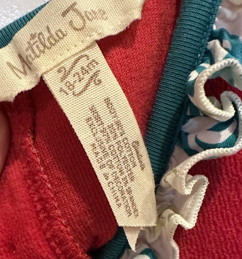 Vestido de Navidad Matilda Jane Happy Holly Daze Talla 18-24 Meses Rojo Terciopelo Vacaciones Foto 3 de 4