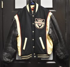 Vintage Harley Davidson V Twin 50 Years Leather / Wool Varsity Jacket Size M Reg