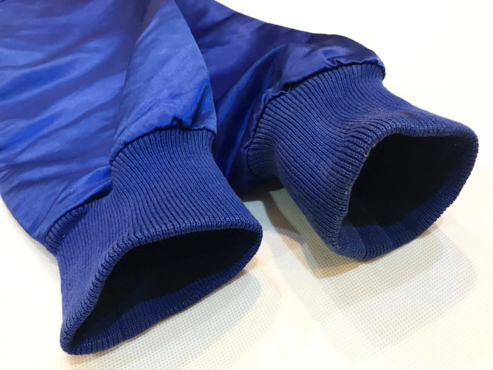 Vintage Wilson MLB Chicago Cubs Bomber Satin Jacket Sz 44 Blue USA Sewn 70s 80s - Image 4 of 4