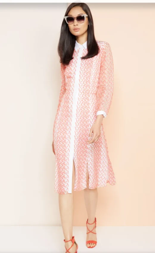 VESTIDO CAMISERO RUNWAY KIMORA LEE SIMMONS NUEVA YORK ROJO SEDA TEXTURIZADO ALEX MIDI 12 Foto 3 de 4