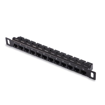 GeeekPi 12 Port Patch Panel, 10inch 0.5U CAT6 0.875'' H x 19'' W x 12'' D, Black 