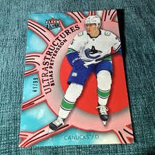 2025-26 Fleer Ultra #158 - Elias Pettersson - Ultra Structures - Red Parallel/99