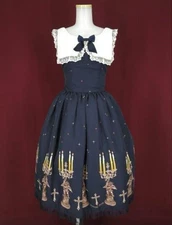 Innocent World Angel Candlestick Ribbon Jumper Skirt Navy