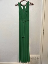 BCBG Green Goddess Maxi Dress XS  Vibrant Emerald Sleeveless Evening Gown Luxe