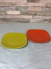 Fiestaware Square Salad Plates Homer Laughlin 7.5” Poppy/Lemongrass Set Of 2