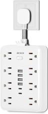 Surge Protector Power Strip 900J - 8 Outlets 6 USB - 15A/1875W - Ultra-Thin Plu