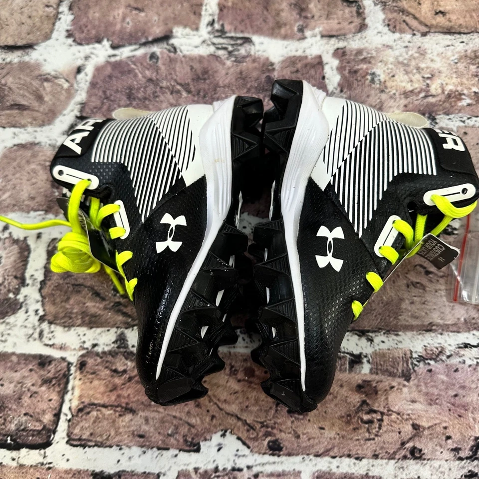 Botines de fútbol Under Armour para niños negros amarillos neón juveniles talla 10NIÑOS NUEVOS SIN CAJA Foto 2 de 4