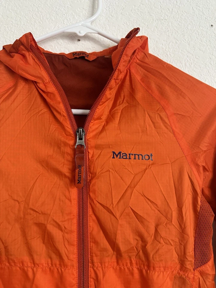 Chaqueta de Lluvia Marmot Niños Naranja con Capucha Ligera 4-5 Años Cremallera Completa Unisex Foto 3 de 4