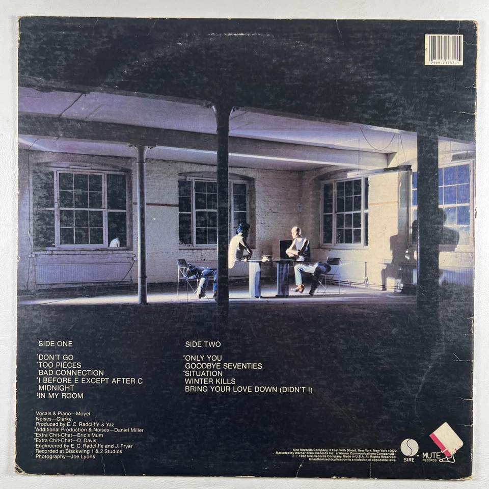 Yaz “Upstairs at Eric's” LP/SIre 23737-1 (VG+) 1982 New Wave Synth - Image 2 of 4