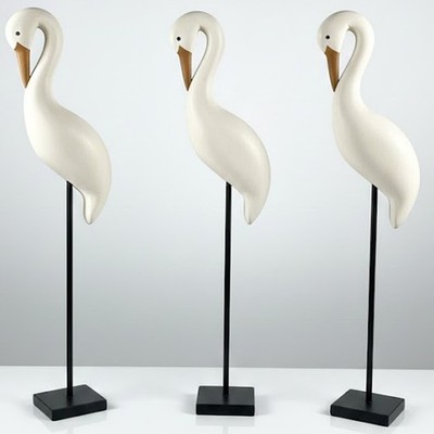 Kranich Holz Figur Skulptur Deko Vogel 3-6 Set Design Modern Wohnen Dekoobjekt