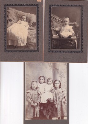 3 Antique Cabinet Cards Emen Hertslet Corning Kansas KS Babies Children