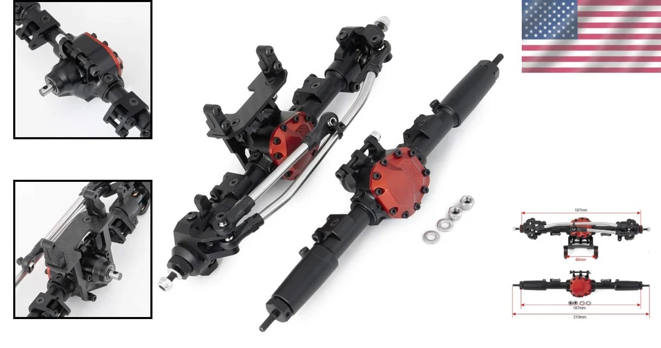 Strong Steel Gear Axle Assembly for Axial II 90027/90028 RC Rock Crawlers - Image 2 of 4